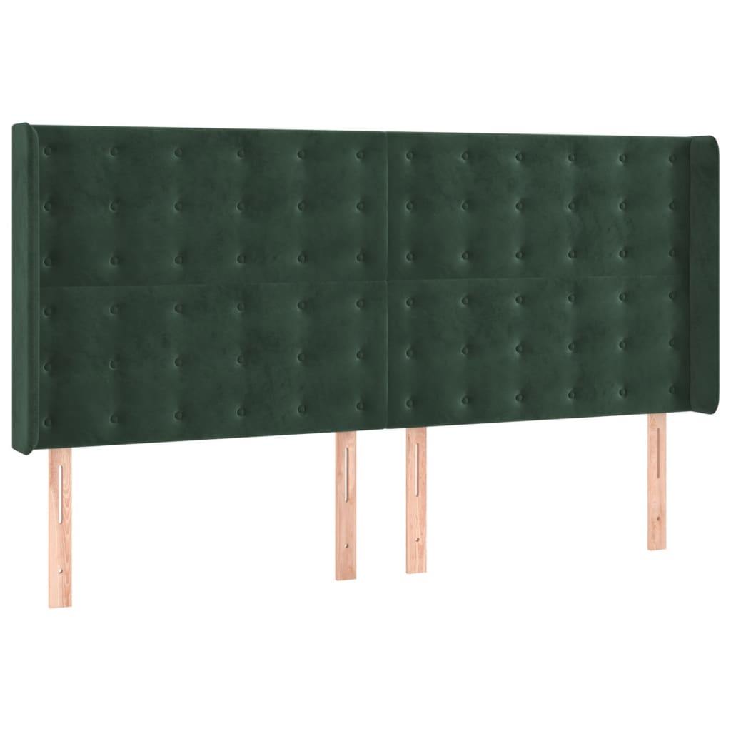 vidaXL Cama com molas/colchão 200x200 cm veludo verde-escuro