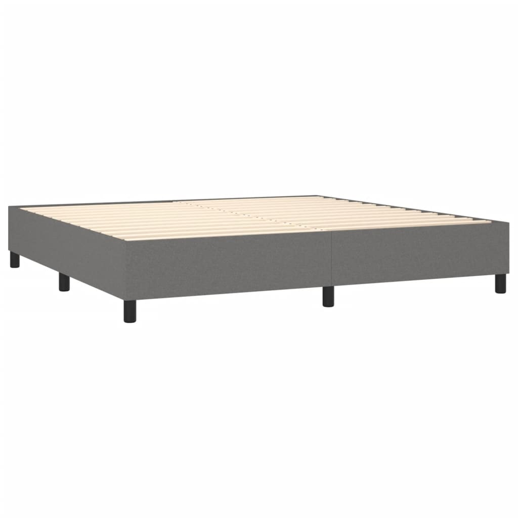 vidaXL Cama box spring c/ colchão e LED 200x200 cm tecido cinza-escuro