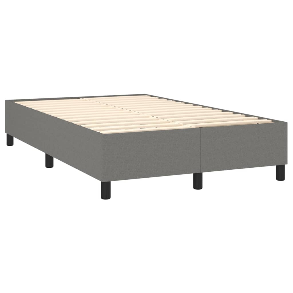 vidaXL Cama box spring c/ colchão e LED 120x200 cm tecido cinza-escuro