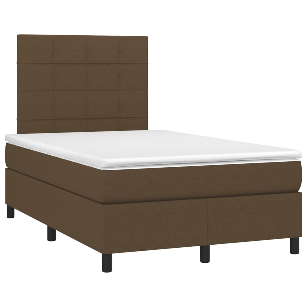 vidaXL Cama box spring c/ colchão/LED 120x200cm tecido castanho-escuro