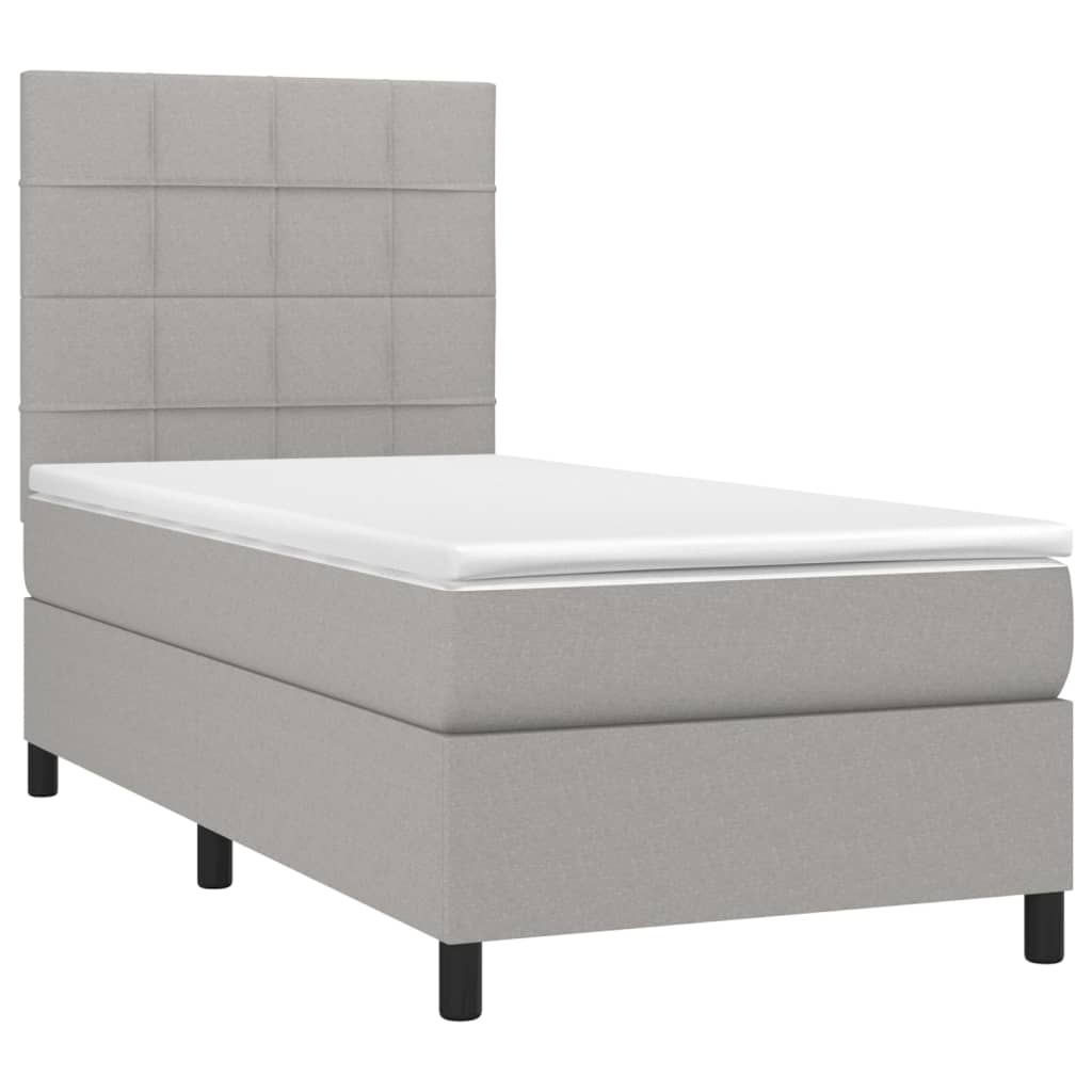 vidaXL Cama box spring c/ colchão e LED 100x200 cm tecido cinza-claro