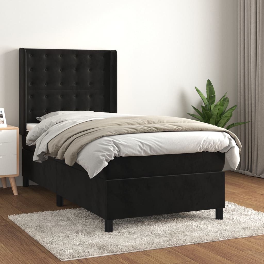 vidaXL Cama com molas/colchão 80x200 cm veludo preto