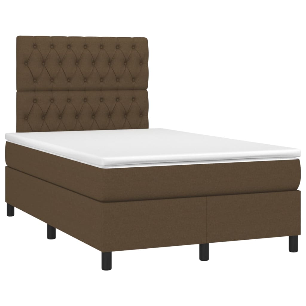 vidaXL Cama box spring c/ colchão/LED 120x200cm tecido castanho-escuro