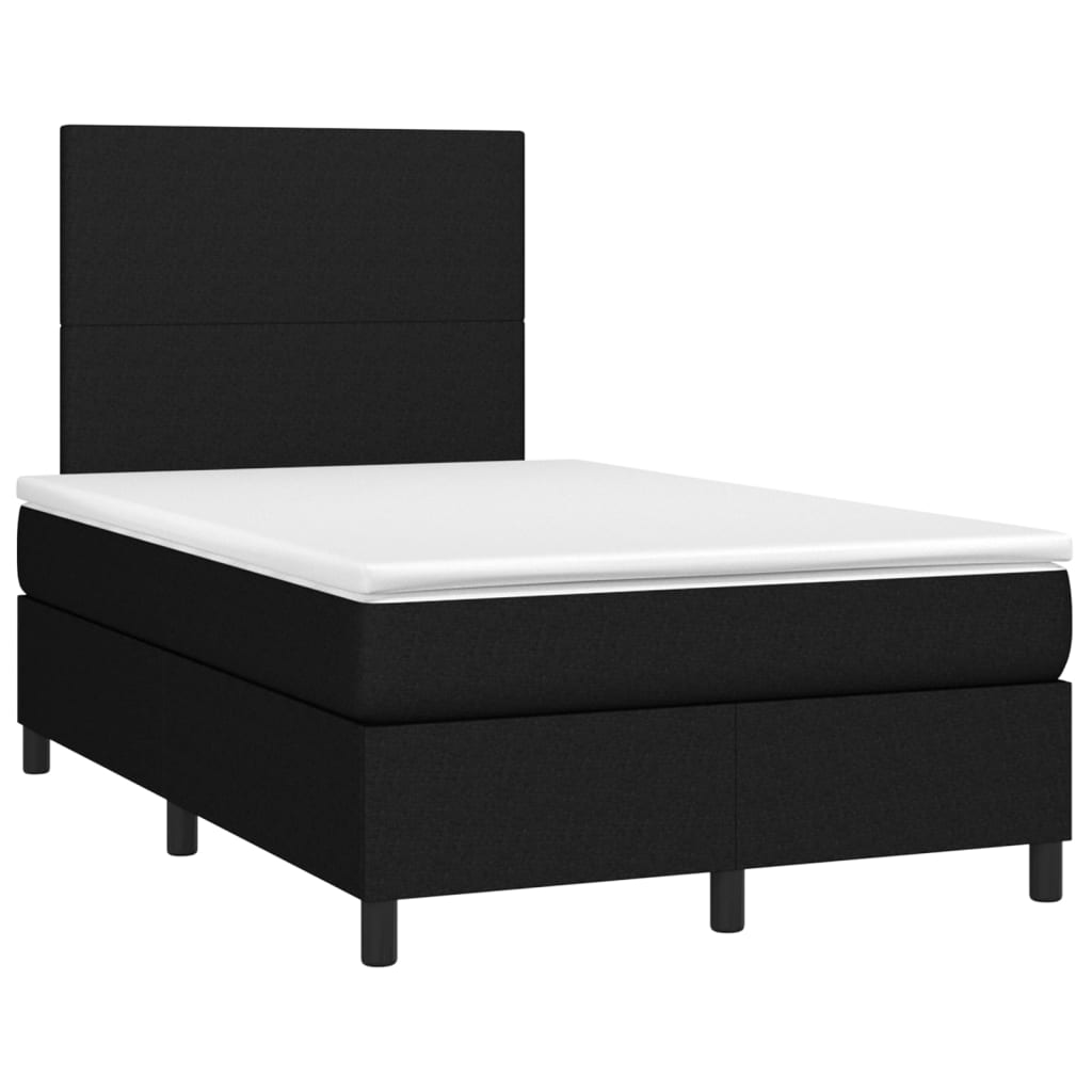 vidaXL Cama box spring c/ colchão e LED 120x200 cm tecido preto