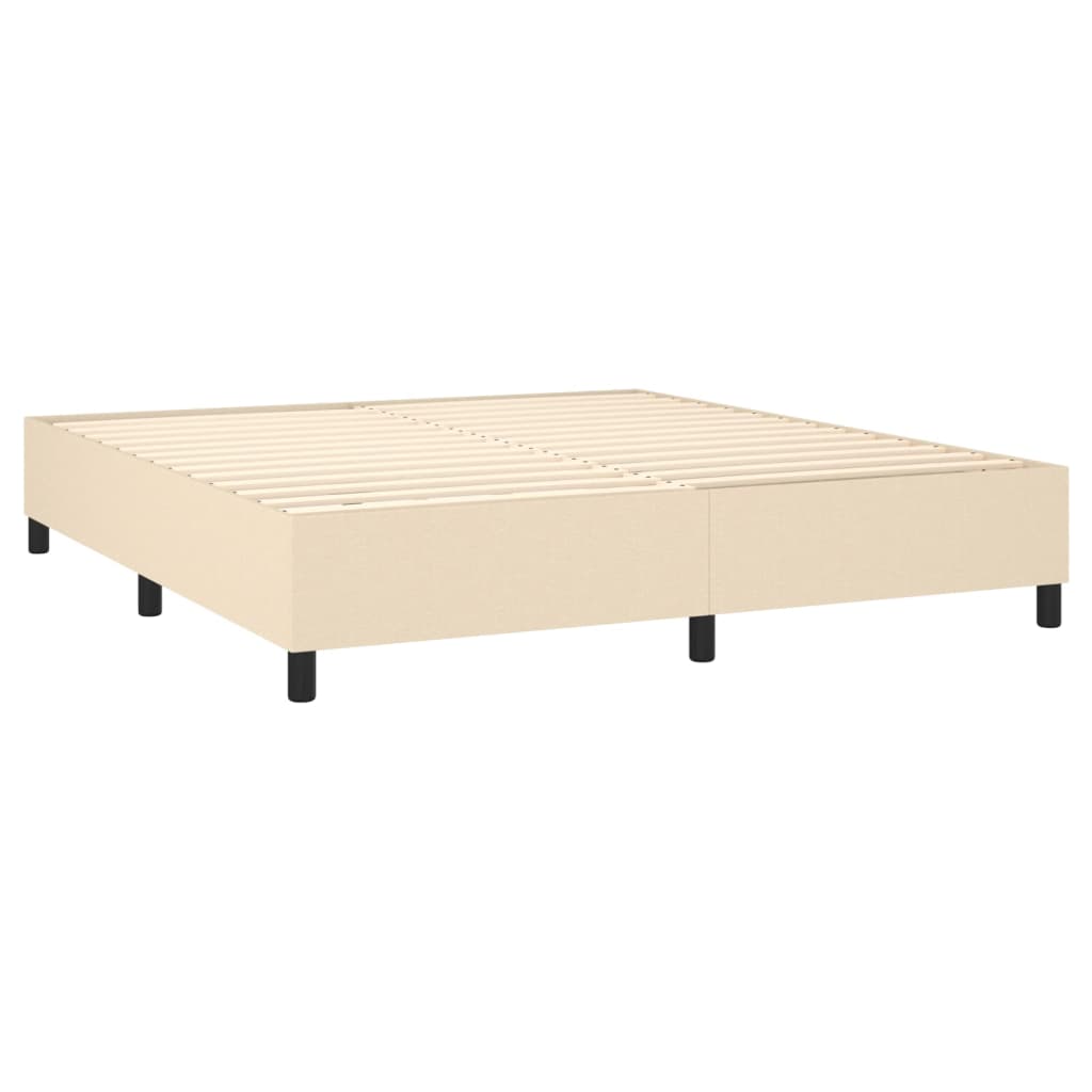 vidaXL Cama box spring c/ colchão e LED 180x200 cm tecido cor creme