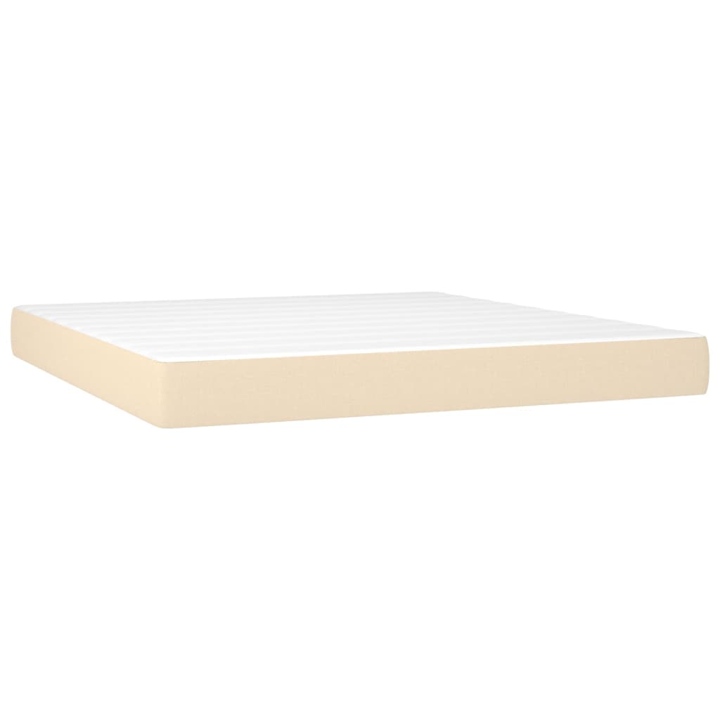 vidaXL Cama box spring c/ colchão e LED 180x200 cm tecido cor creme