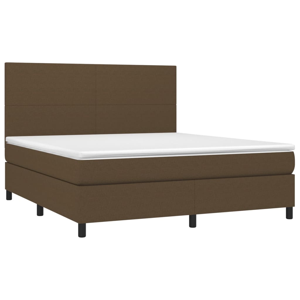 vidaXL Cama box spring c/ colchão/LED 180x200cm tecido castanho-escuro