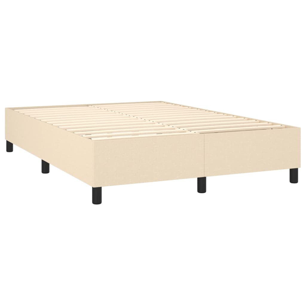 vidaXL Cama box spring c/ colchão e LED 140x200 cm tecido cor creme