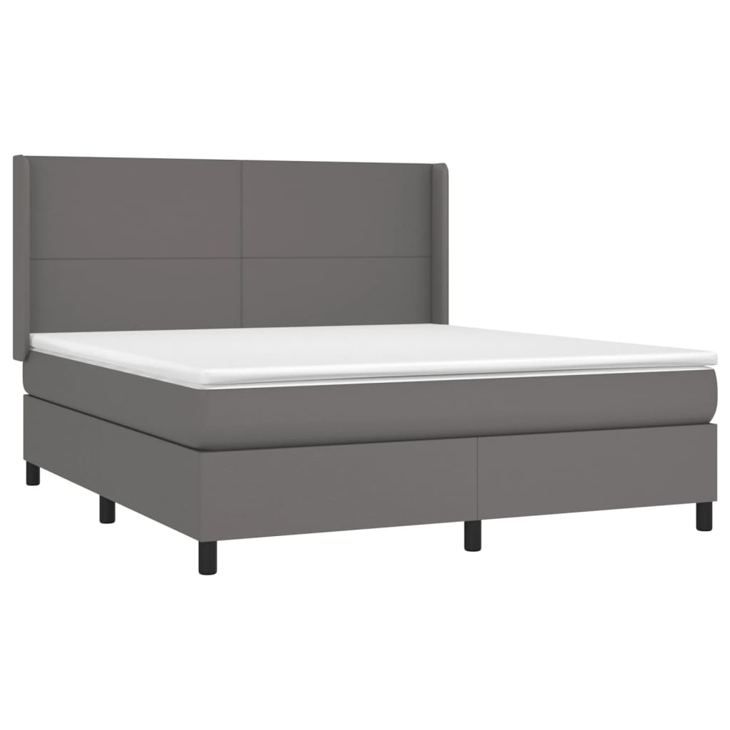 vidaXL Cama com molas/colchão 180x200 cm couro artificial cinza