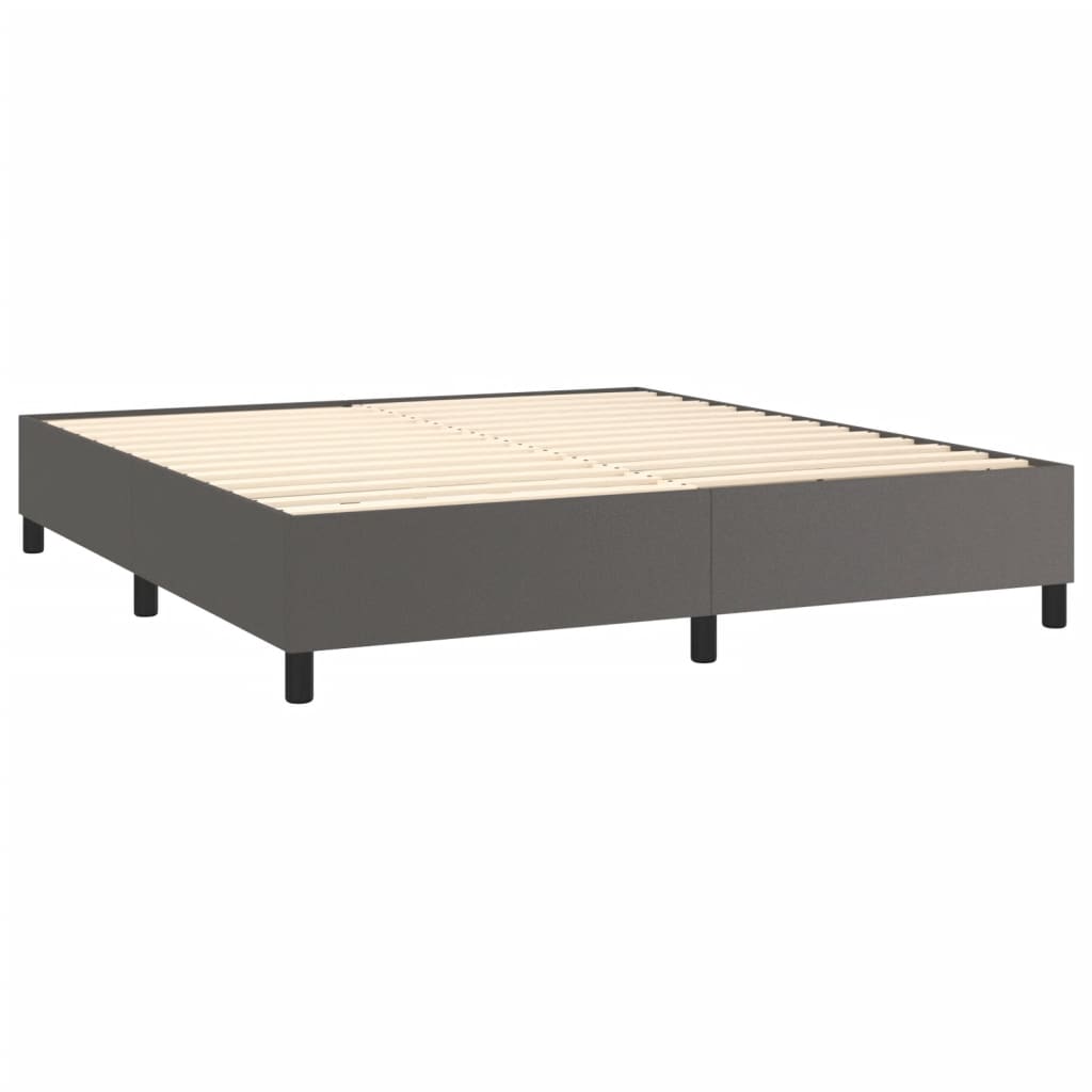 vidaXL Cama com molas/colchão 180x200 cm couro artificial cinza