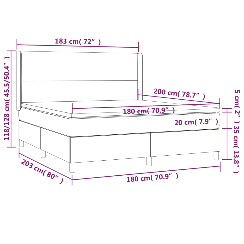 vidaXL Cama com molas/colchão 180x200 cm couro artificial cinza