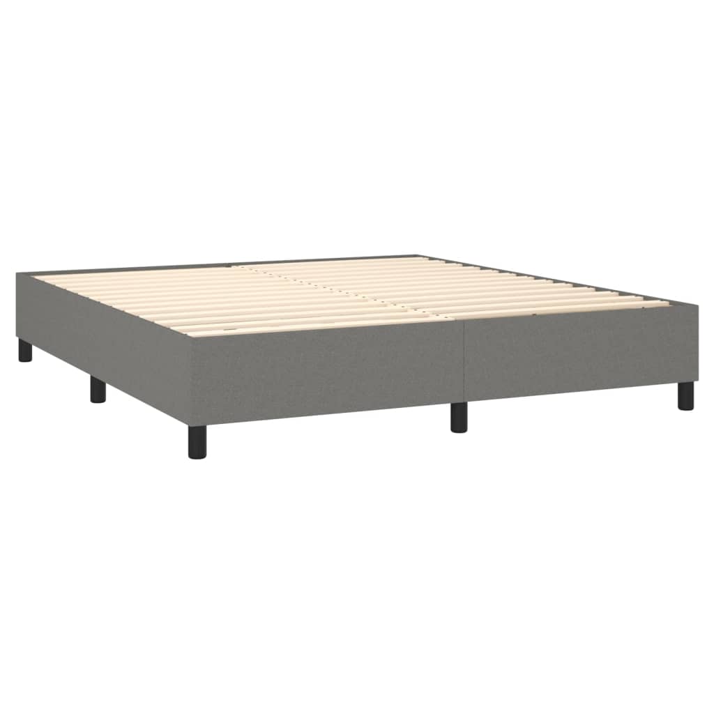 vidaXL Cama box spring c/ colchão e LED 180x200 cm tecido cinza-escuro