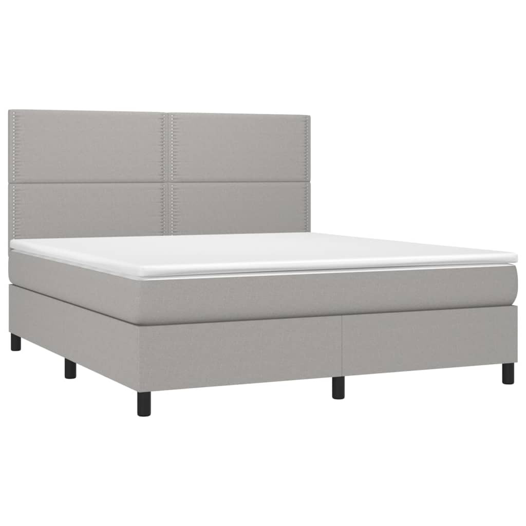 vidaXL Cama box spring c/ colchão e LED 160x200 cm tecido cinza-claro