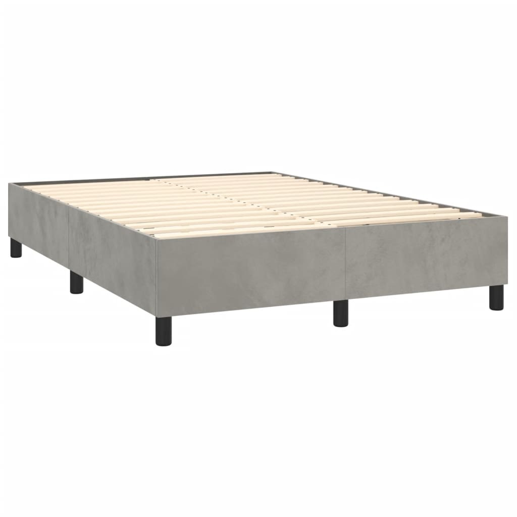 vidaXL Cama com molas/colchão 140x200 cm veludo cinzento-claro