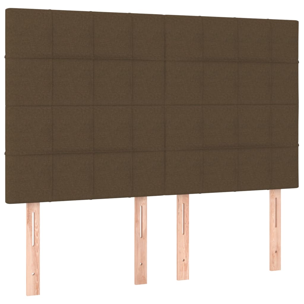 vidaXL Cama box spring c/ colchão/LED 140x190cm tecido castanho-escuro