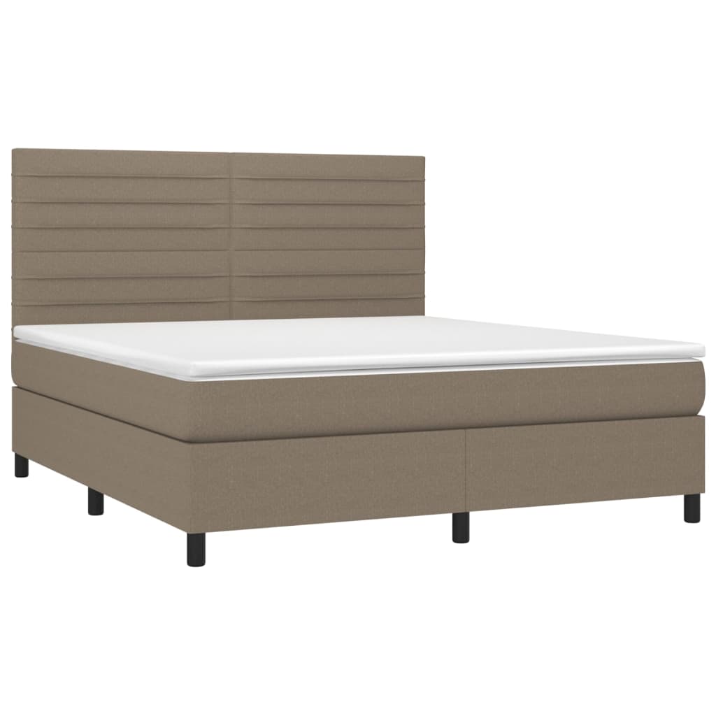 vidaXL Cama box spring colchão/LED 180x200cm tecido cinza-acastanhado