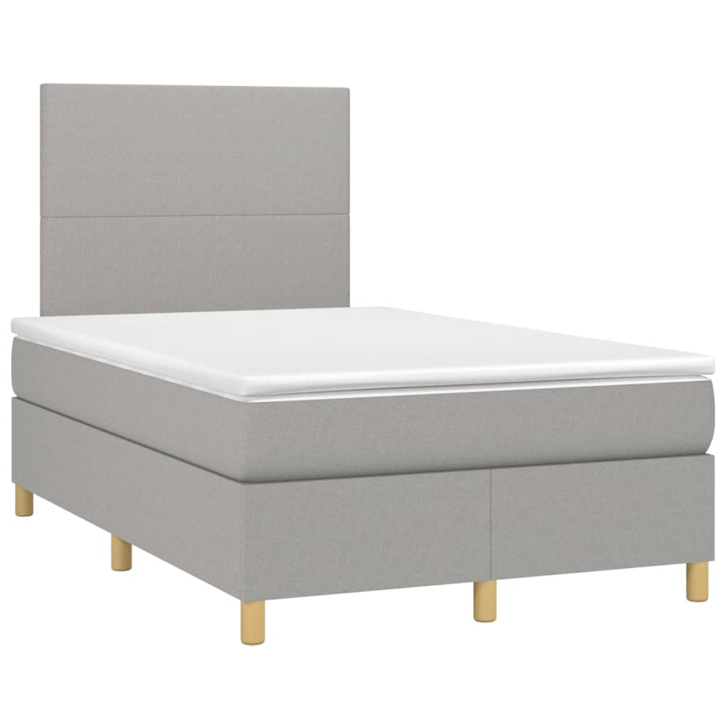 vidaXL Cama box spring c/ colchão e LED 120x200 cm tecido cinza-claro