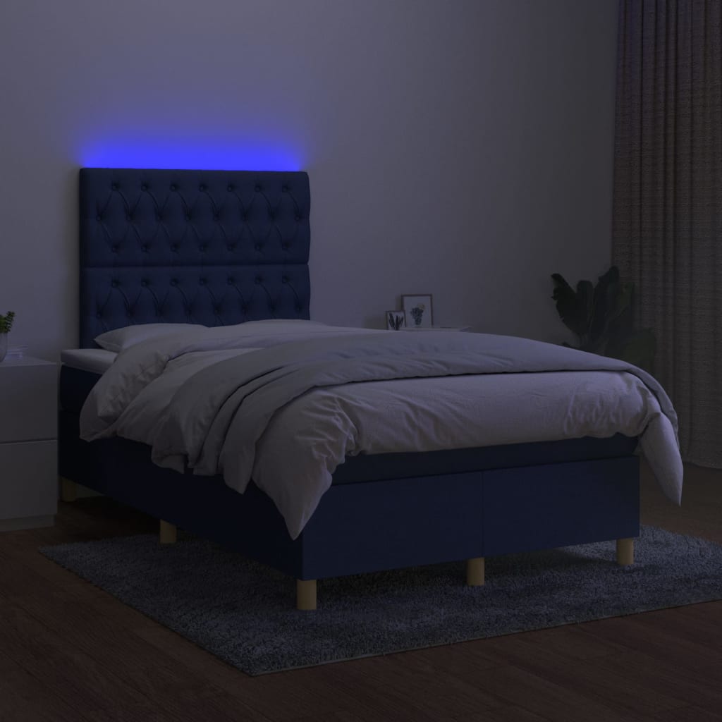 vidaXL Cama box spring c/ colchão e LED 120x200 cm tecido preto