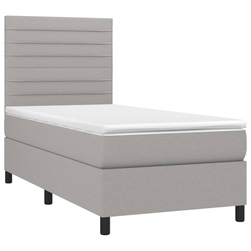 vidaXL Cama box spring c/ colchão e LED 80x200 cm tecido cinza-claro