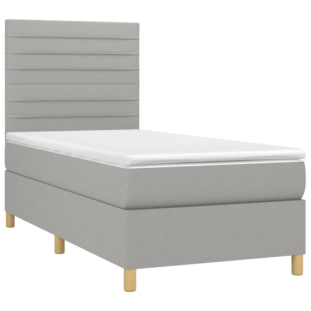 vidaXL Cama box spring c/ colchão e LED 80x200 cm tecido cinza-claro