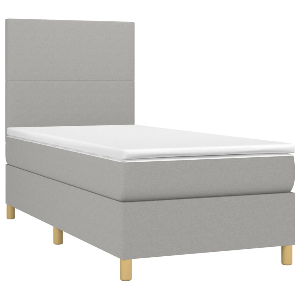 vidaXL Cama box spring c/ colchão e LED 90x190 cm tecido cinza-claro