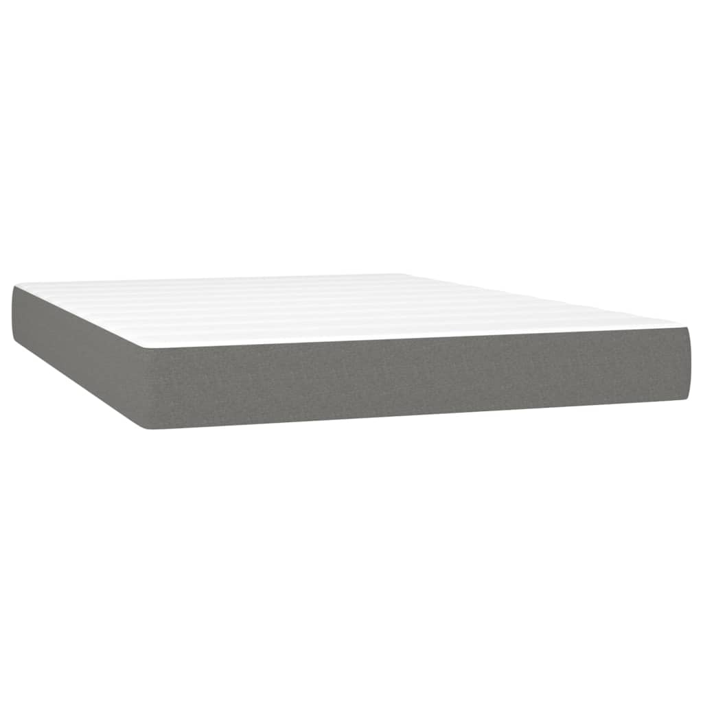 vidaXL Cama box spring c/ colchão e LED 140x190 cm tecido cinza-escuro