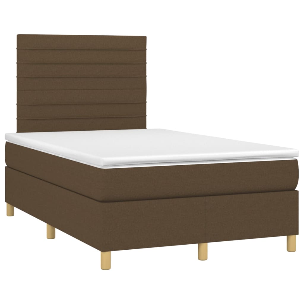 vidaXL Cama box spring c/ colchão/LED 120x200cm tecido castanho-escuro