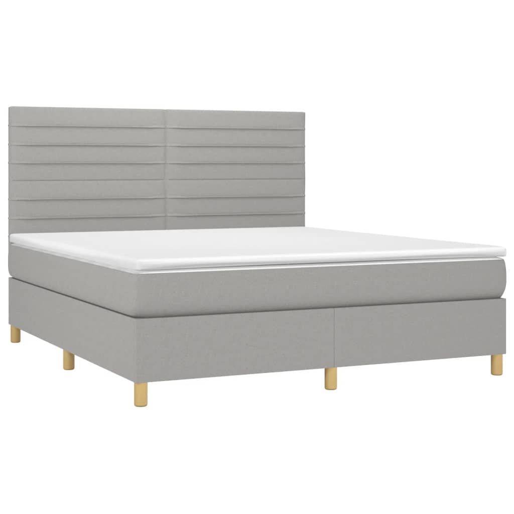 vidaXL Cama box spring c/ colchão e LED 180x200 cm tecido cinza-claro