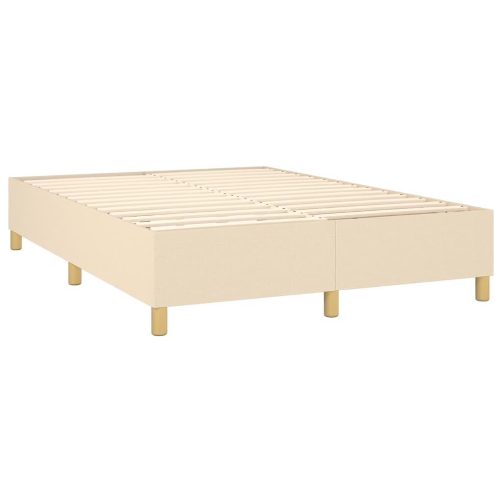 vidaXL Cama box spring c/ colchão e LED 140x200 cm tecido cor creme