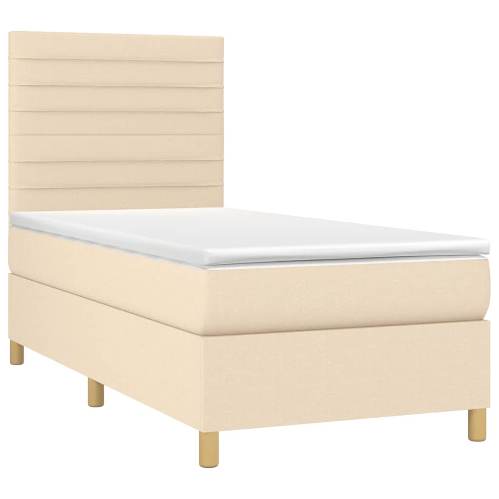 vidaXL Cama box spring c/ colchão e LED 80x200 cm tecido cor creme