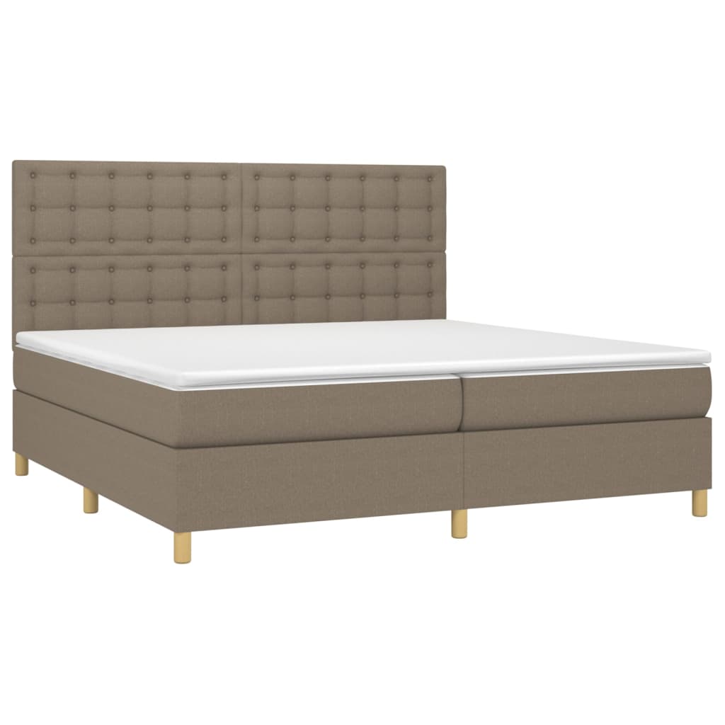 vidaXL Cama box spring colchão/LED 200x200cm tecido cinza-acastanhado