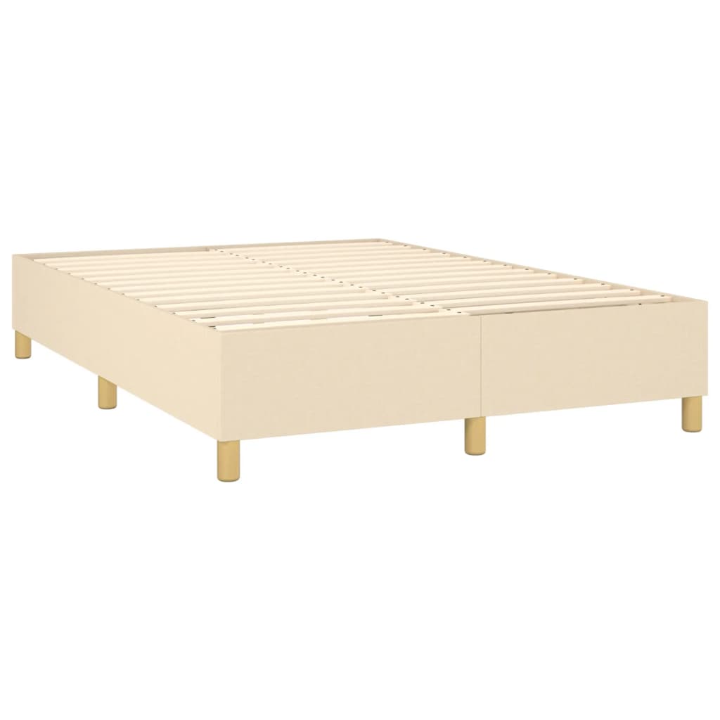 vidaXL Cama box spring c/ colchão e LED 140x200 cm tecido cor creme