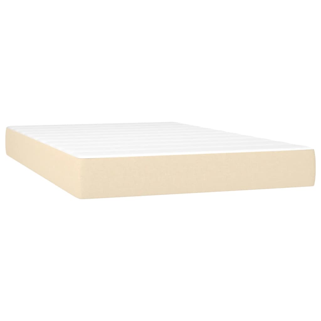 vidaXL Cama box spring c/ colchão e LED 120x200 cm tecido cor creme