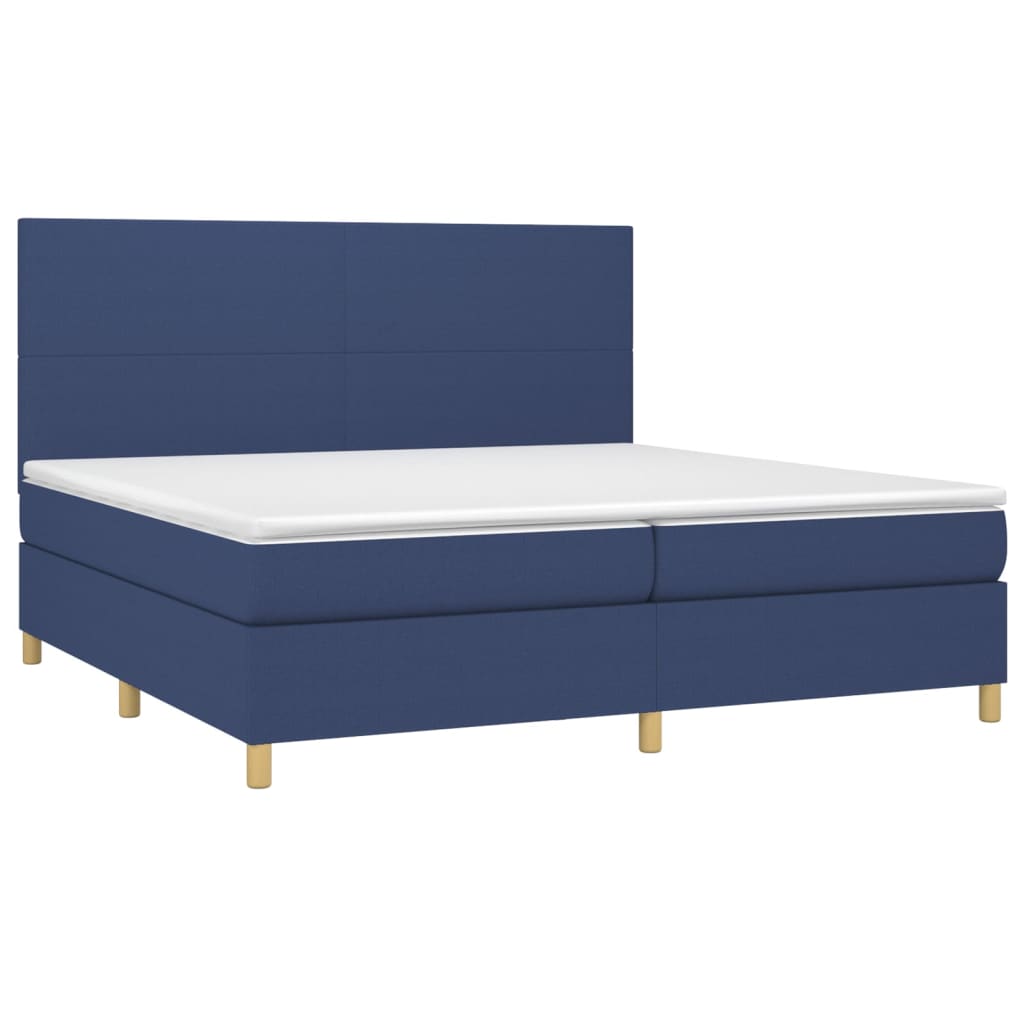 vidaXL Cama box spring c/ colchão e LED 200x200 cm tecido azul