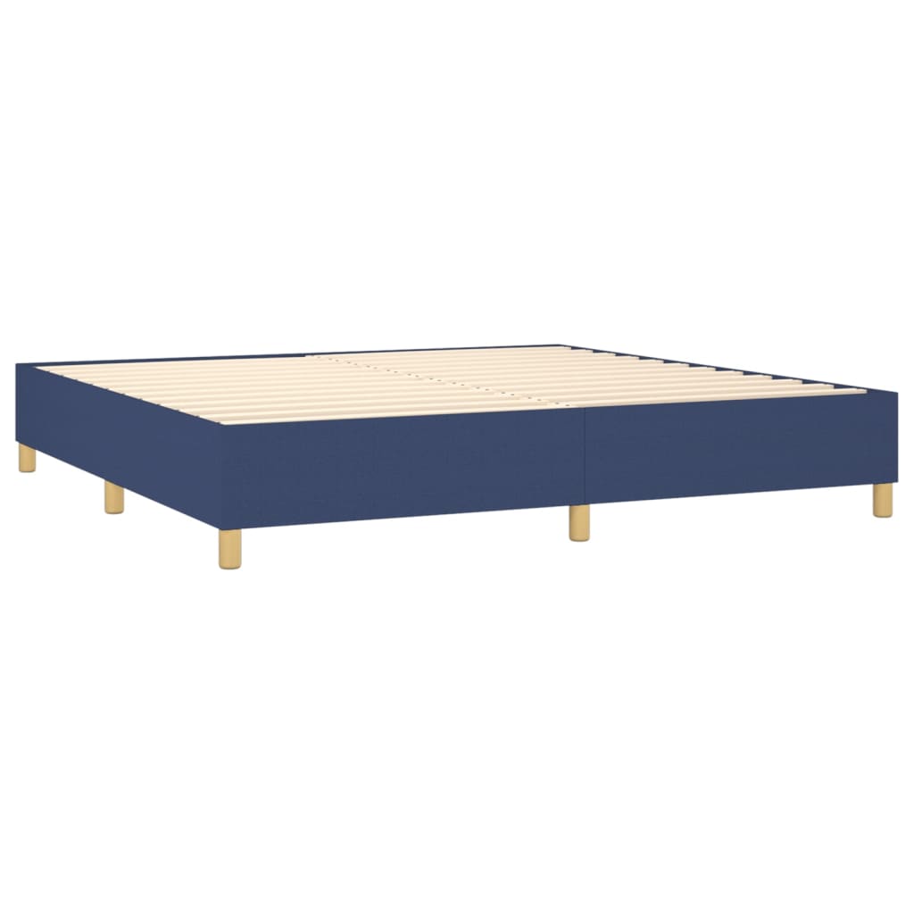 vidaXL Cama box spring c/ colchão e LED 200x200 cm tecido azul