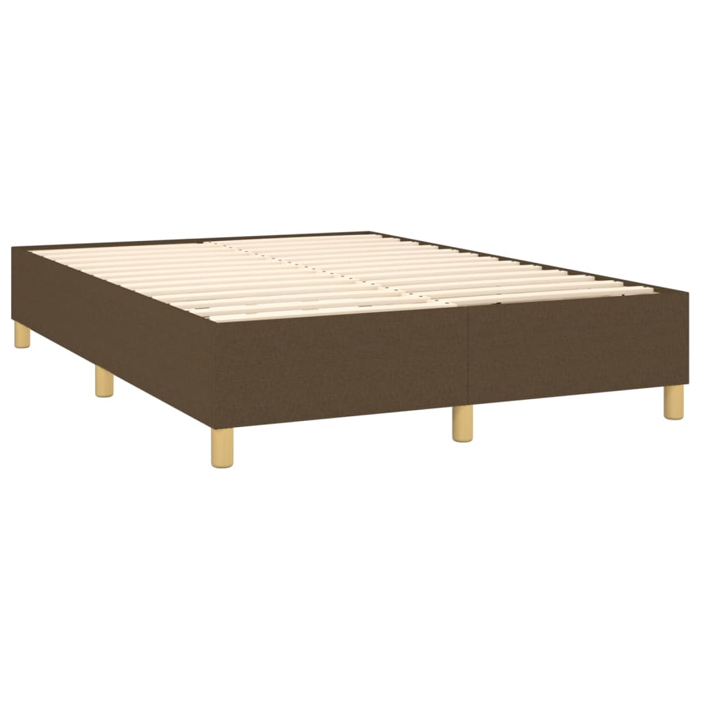 vidaXL Cama box spring c/ colchão/LED 140x200cm tecido castanho-escuro