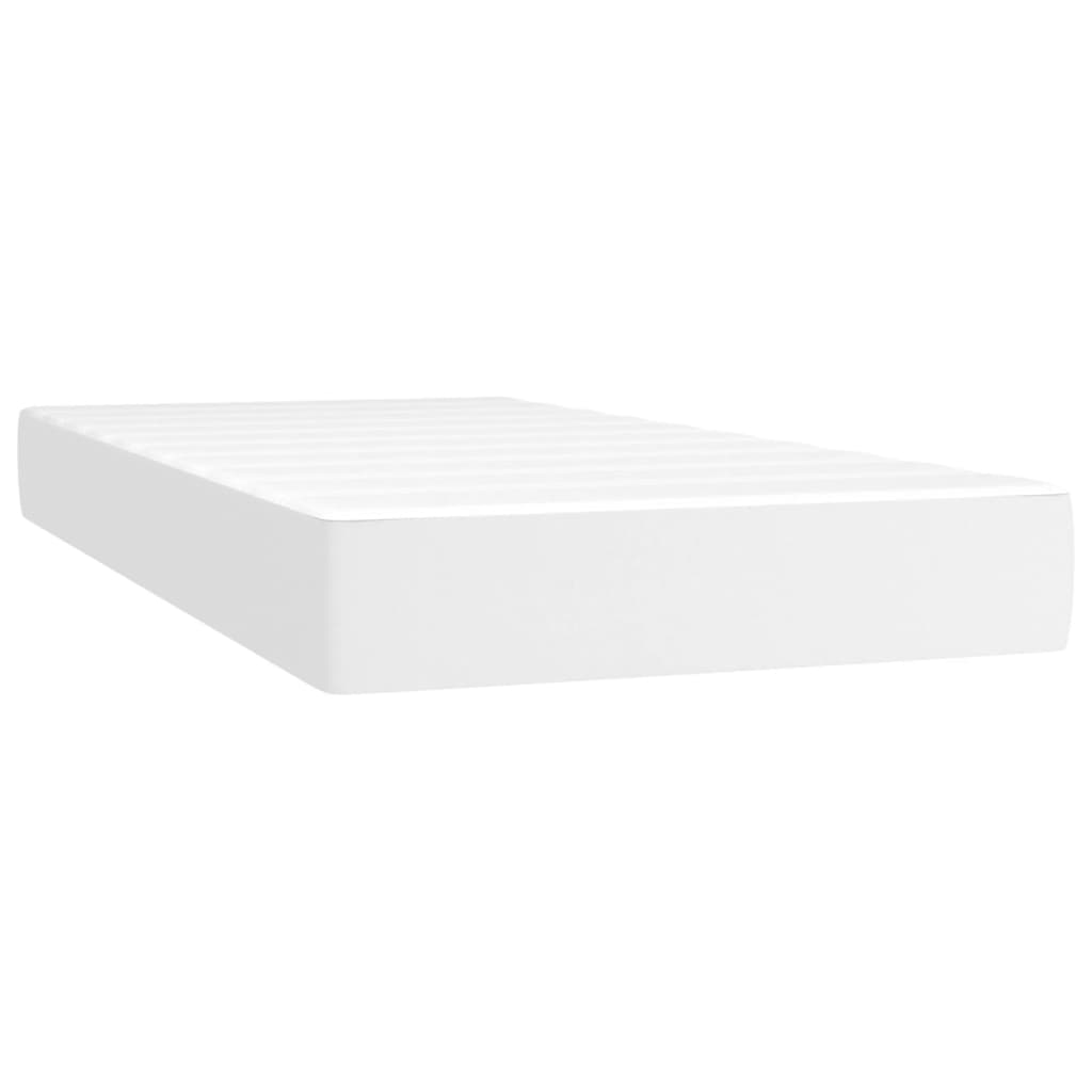 vidaXL Cama box spring c/colchão/LED 200x200cm couro artificial branco