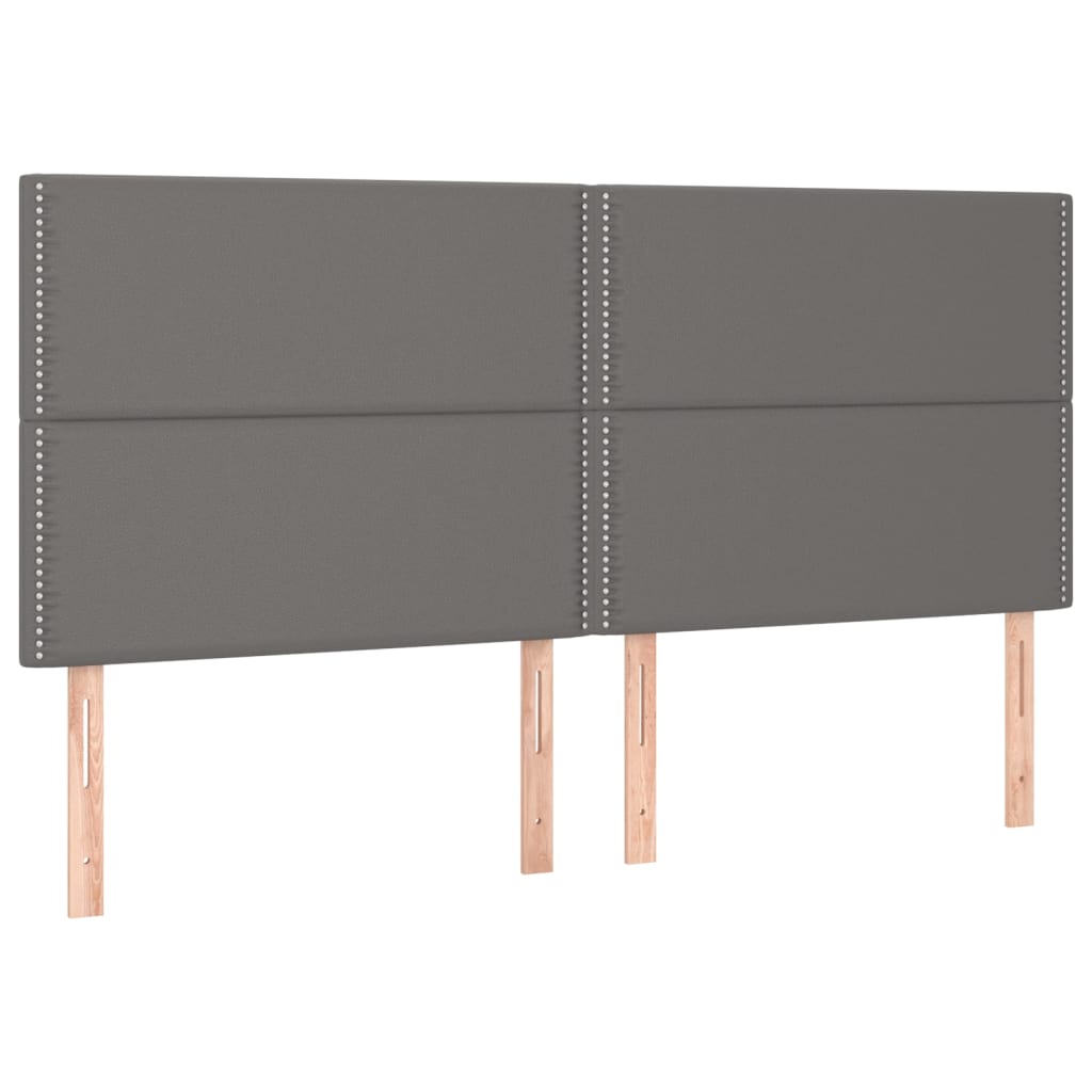 vidaXL Cama box spring c/ colchão/LED 160x200cm couro artificial cinza