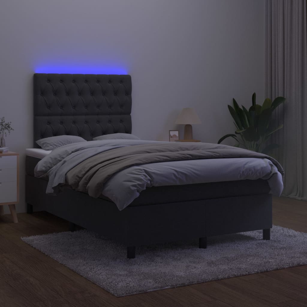 vidaXL Cama box spring c/ colchão/LED 120x200 cm veludo preto