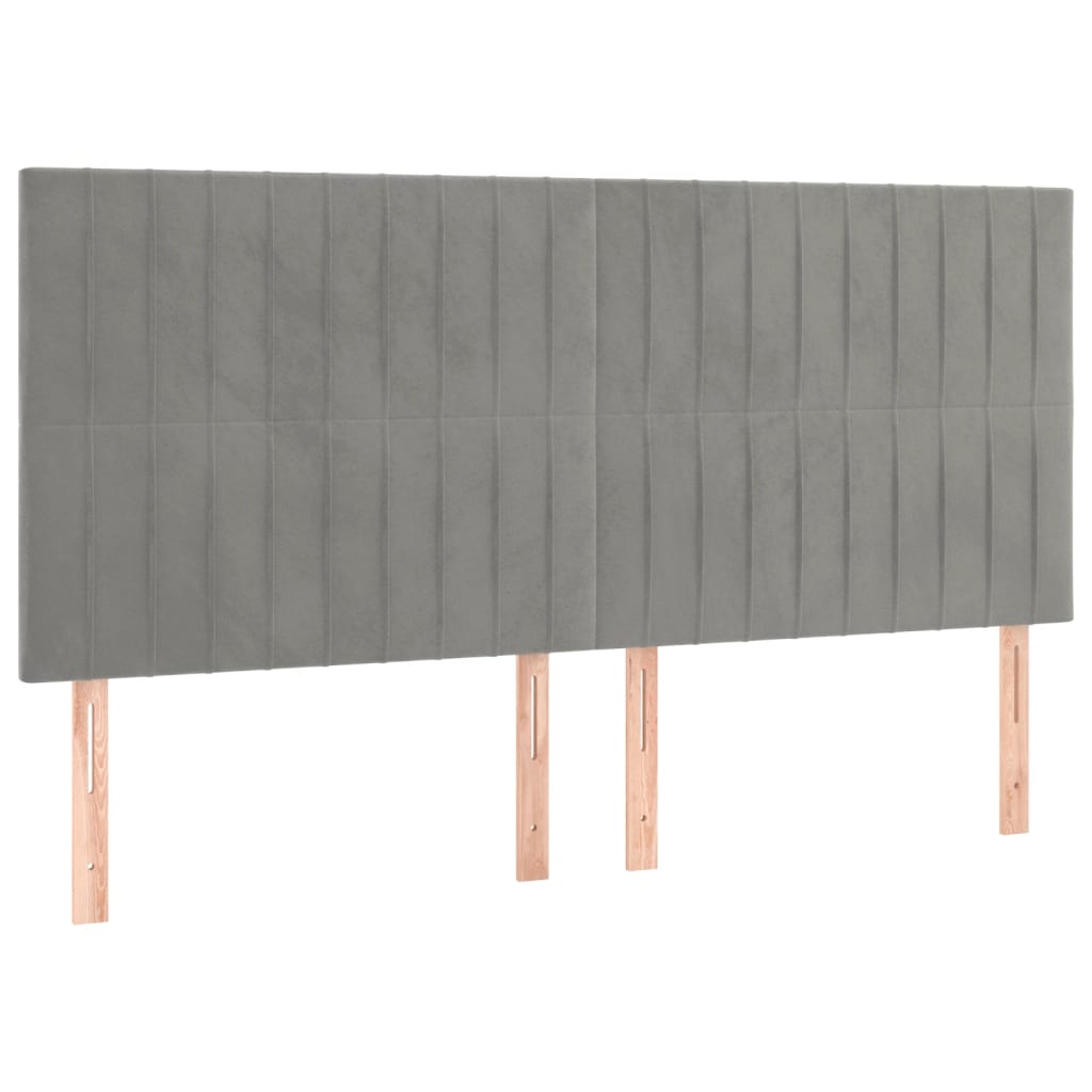 vidaXL Cama box spring c/ colchão/LED 180x200 cm veludo cinzento-claro