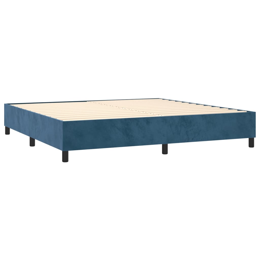 vidaXL Cama box spring c/ colchão/LED 200x200 cm veludo azul-escuro