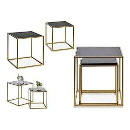Gift Decor|Conjunto de 2 mesas Preto Dourado 50 x 50 x 50 cm