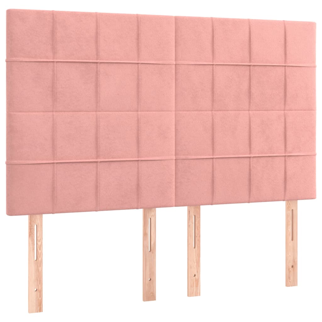 vidaXL Cama box spring c/ colchão/LED 140x200 cm veludo rosa