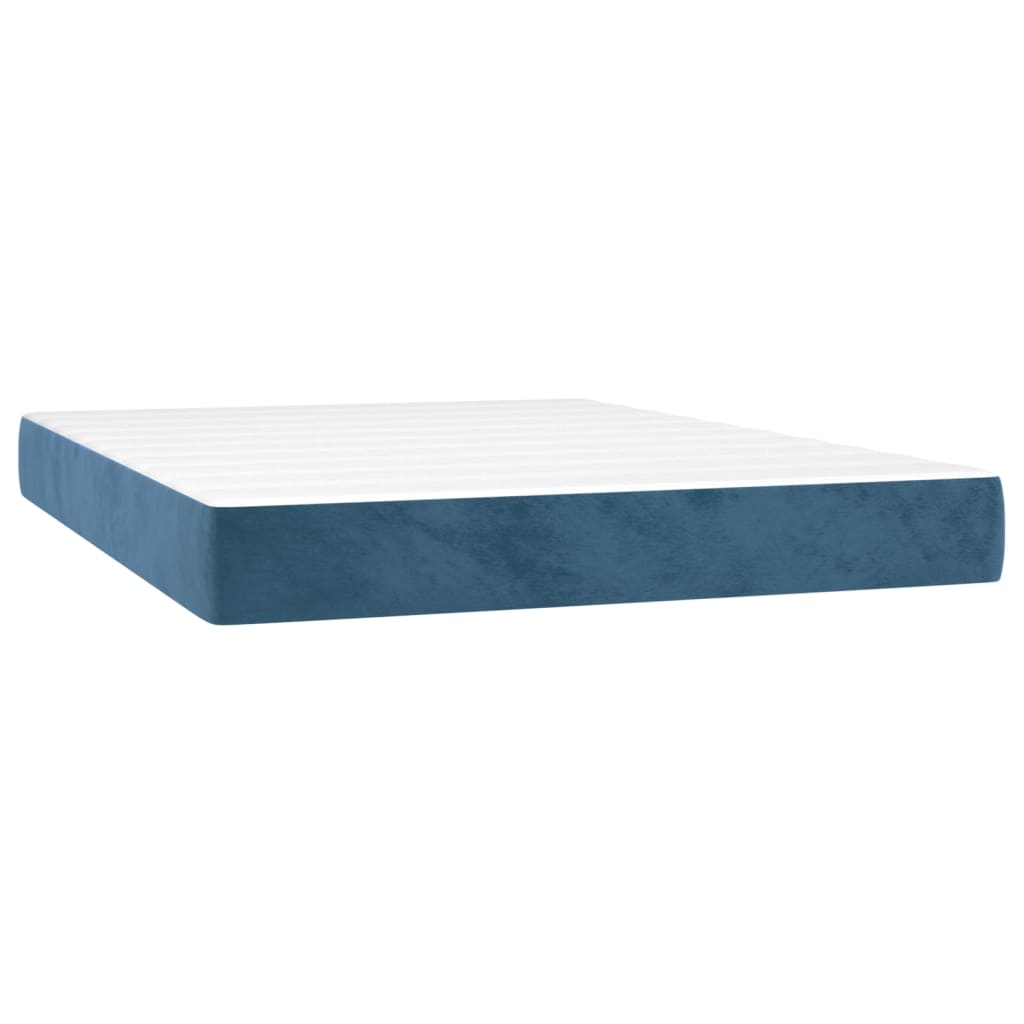 vidaXL Cama box spring c/ colchão/LED 140x190 cm veludo azul-escuro