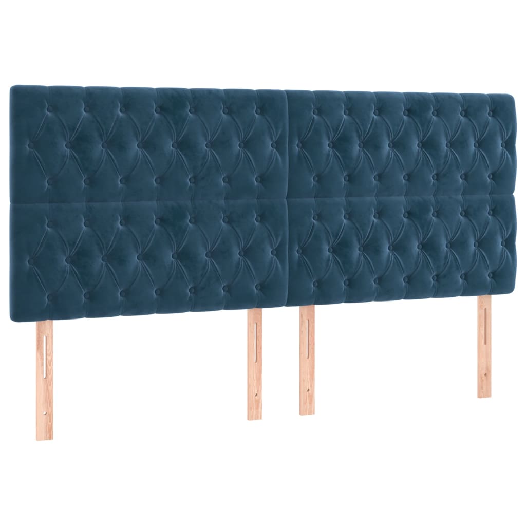 vidaXL Cama box spring c/ colchão/LED 200x200 cm veludo azul-escuro