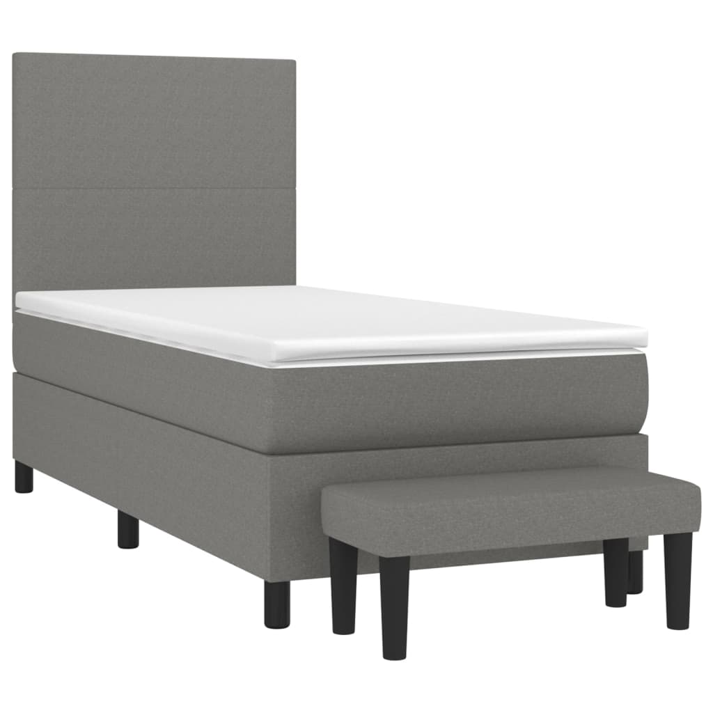 vidaXL Cama com molas/colchão 100x200 cm tecido cinza-escuro