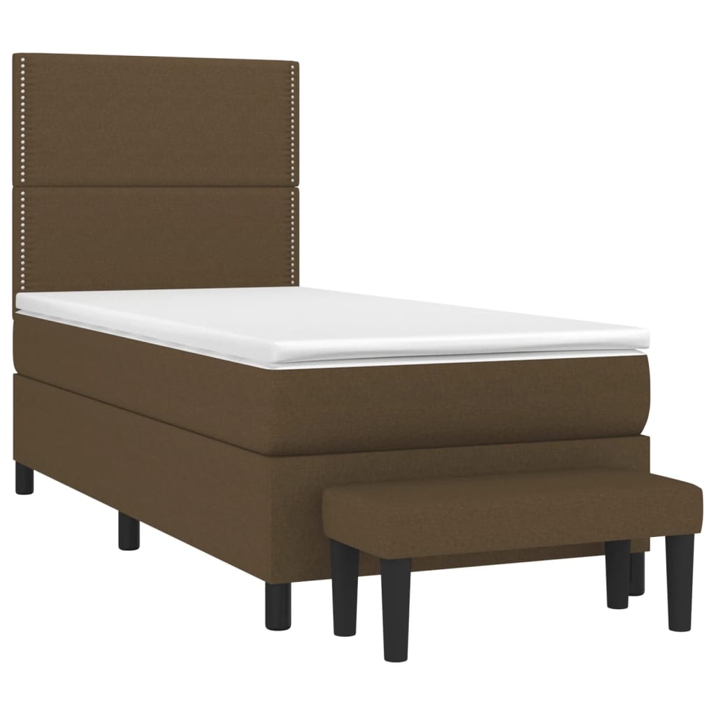 vidaXL Cama com molas/colchão 90x190 cm tecido castanho-escuro