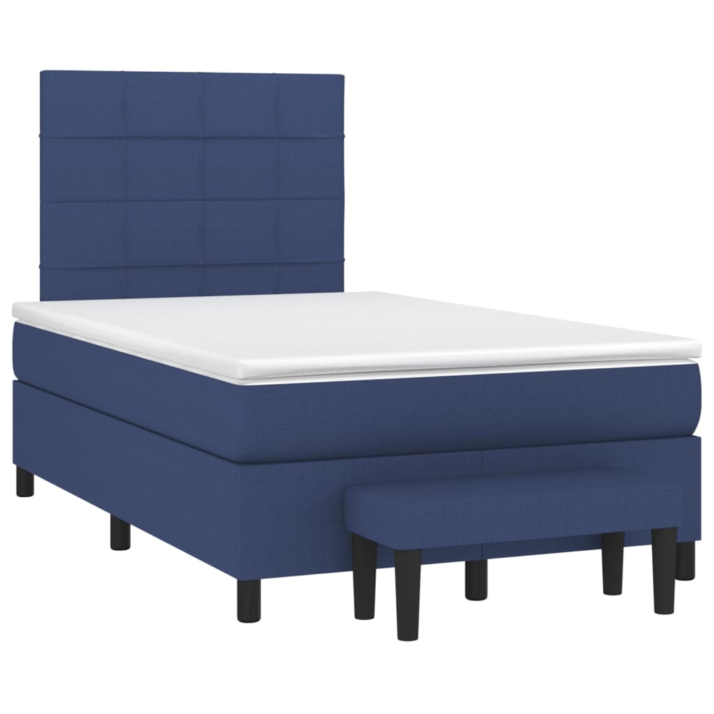 vidaXL Cama com molas/colchão 120x200 cm tecido azul