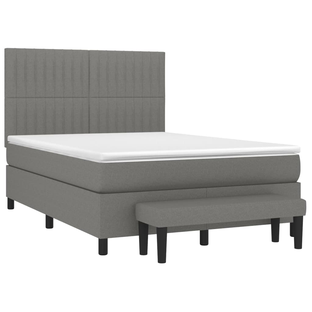 vidaXL Cama com molas/colchão 140x190 cm tecido cinzento-escuro