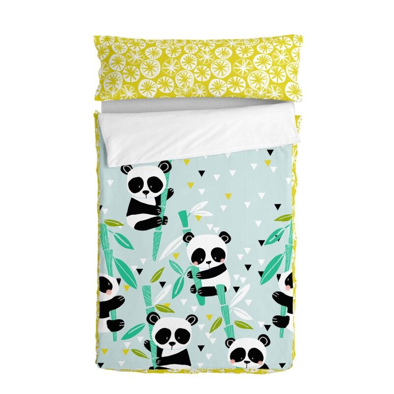 HappyFriday|Capa de Edredão com Enchimento HappyFriday Moshi Moshi Panda Garden Blue Azul 105 x 200 cm HappyFriday|Capa de Edredão com Enchimento HappyFriday Moshi Moshi Panda Garden Blue Azul 105 x 200 cm